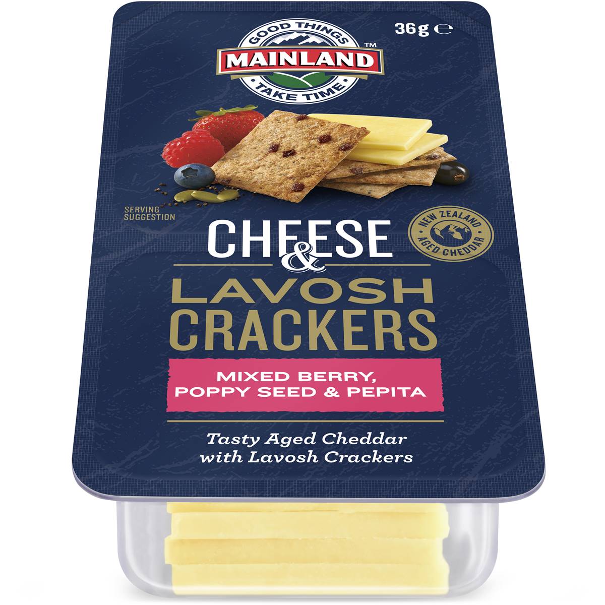 Mainland Cheese & Lavosh Crackers Mixed Berry, Poppy Seed & Pepita 36g