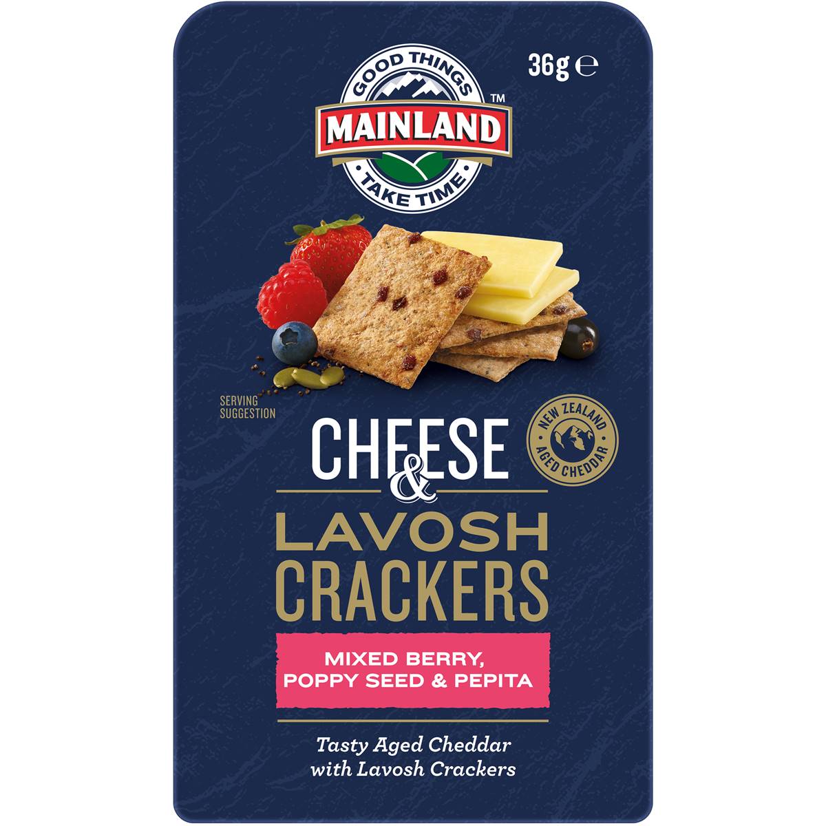 Mainland Cheese & Lavosh Crackers Mixed Berry, Poppy Seed & Pepita 36g