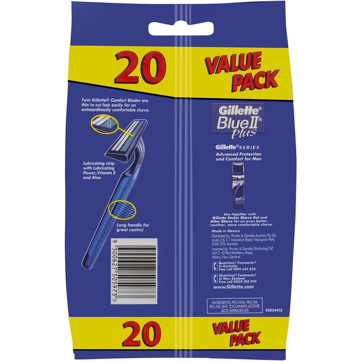 Gillette Blue Ii Disposable Shaving Razor Plus 20 Pack Woolworths