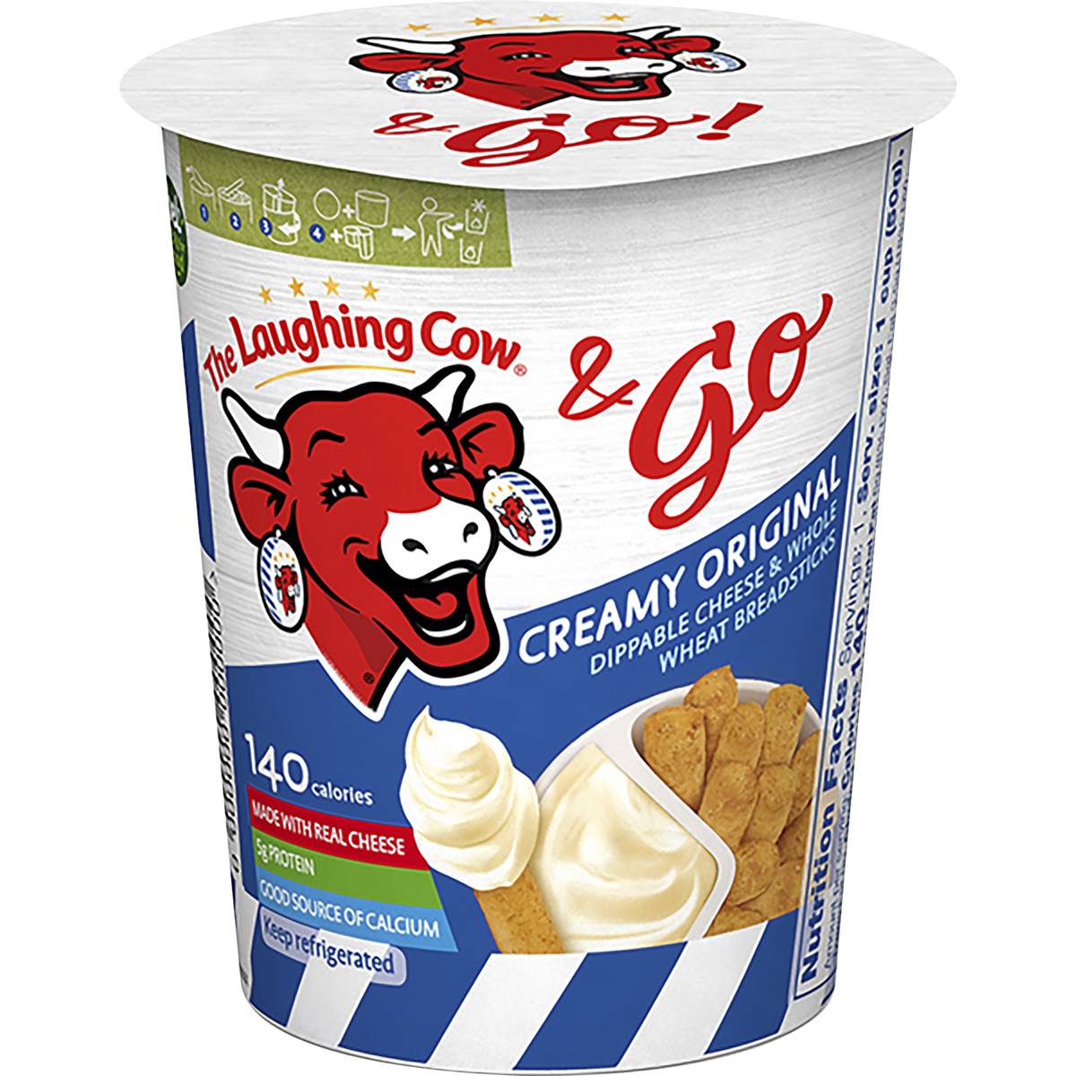Laughing Cow & Go Creamy Original & Wholewheat Breadsticks 50g Woolworths