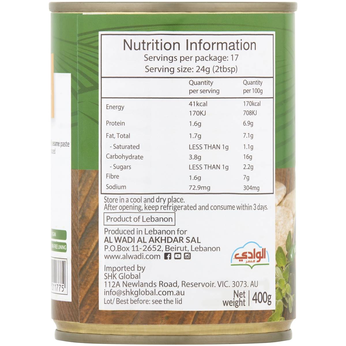 Al Wadi Hummus Chickpea Dip 400g Woolworths