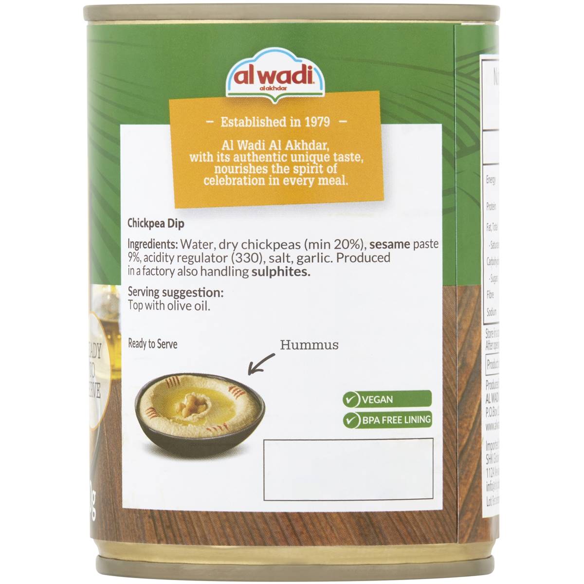 Al Wadi Hummus Chickpea Dip 400g Woolworths