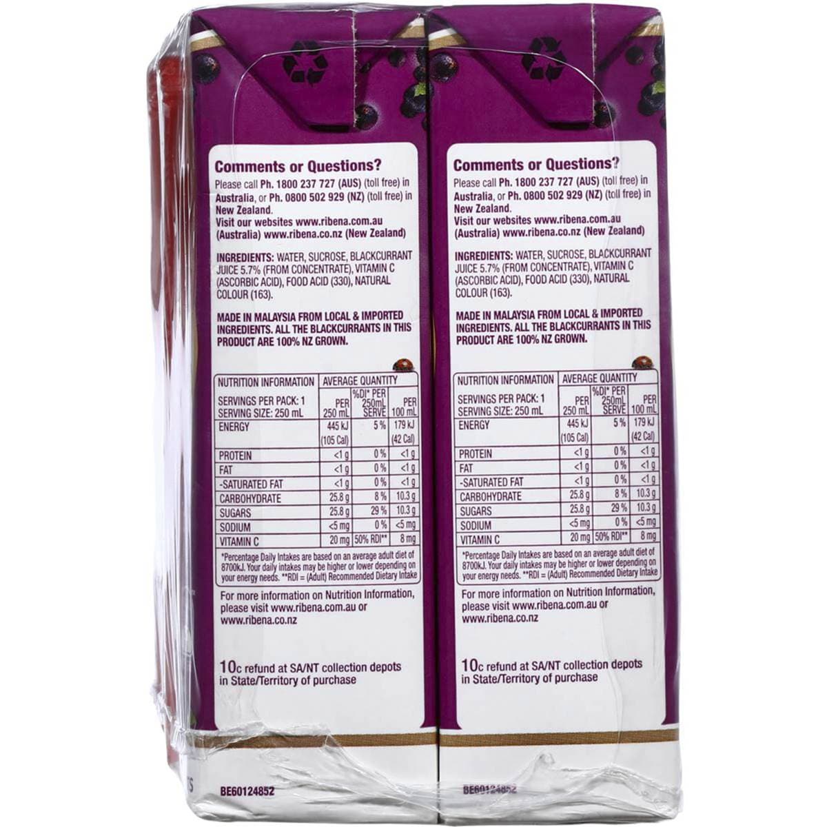 Ribena Blackcurrant 6x250ml Woolworths