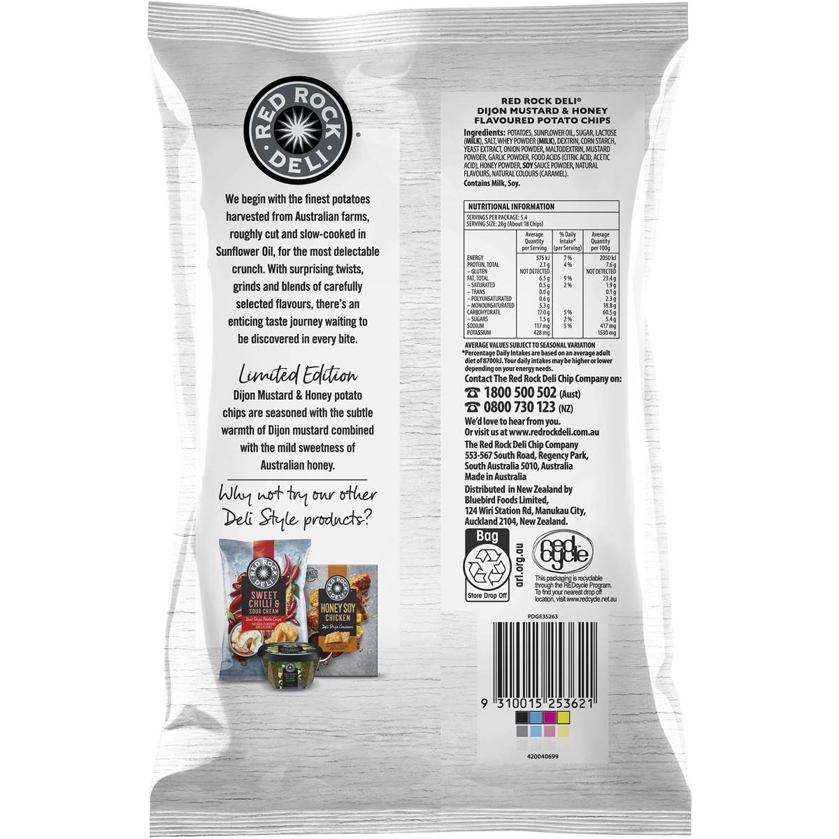 Red Rock Deli Dijon Mustard & Honey Potato Chips Share Pack 150g Woolworths