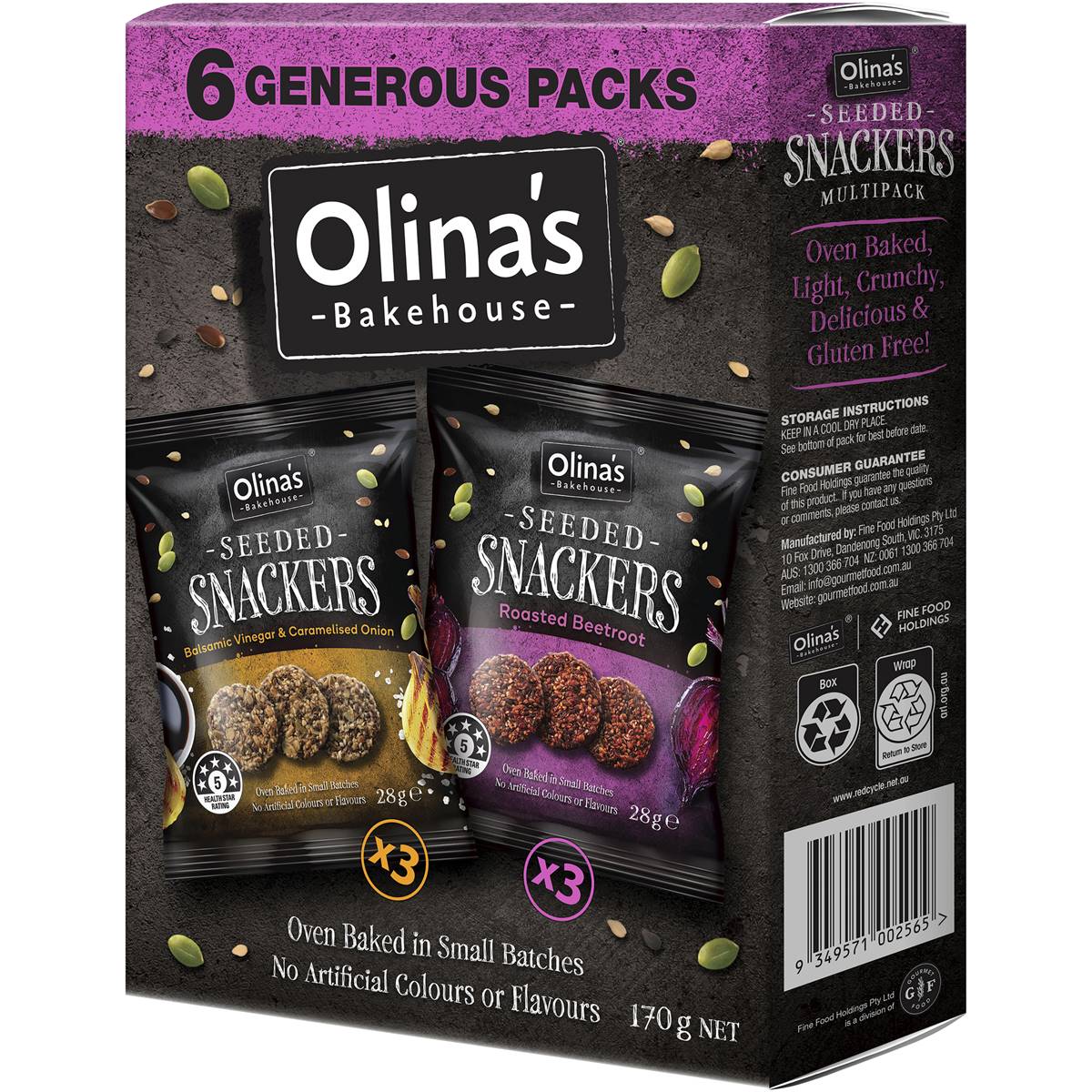 Olina's Bakehouse Seeded Snackers Variety Pack 6 Pack Woolworths