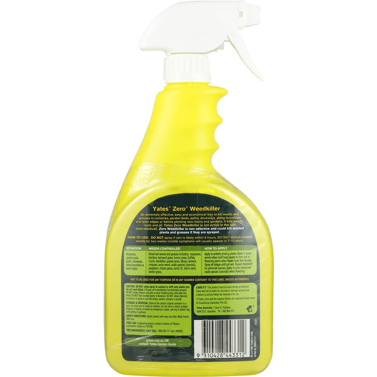 Yates Zero Garden Weed Killer Spray & Refill 2x875ml Woolworths