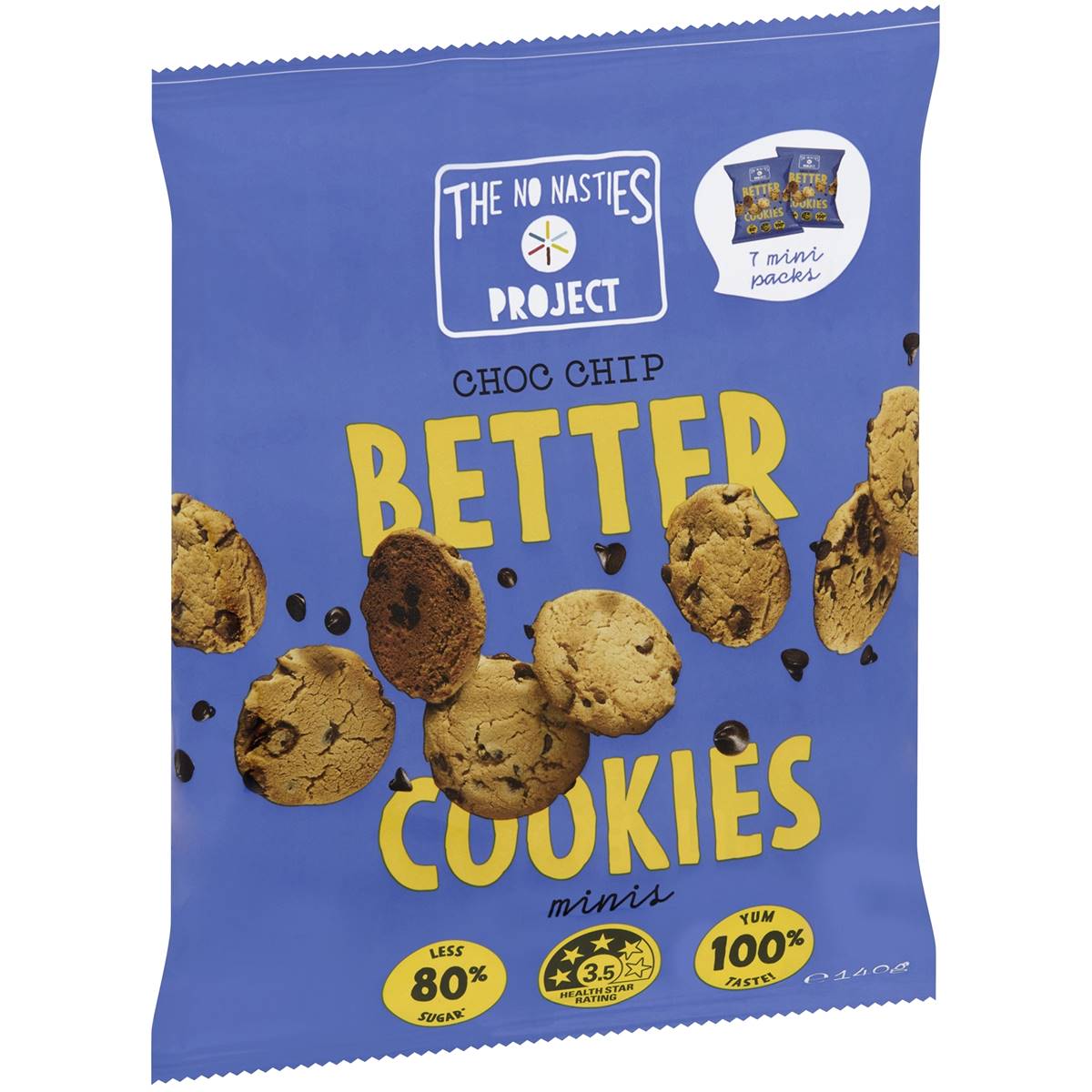 The No Nasties Project Choc Chip Better Cookies Minis 140g | Woolworths