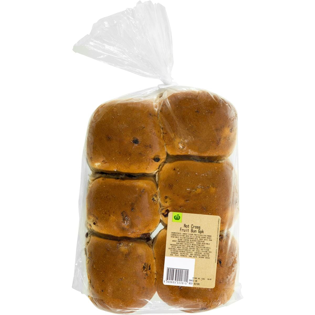 Woolworths Extra Soft Spicy Fruit Bun 6pk Woolworths