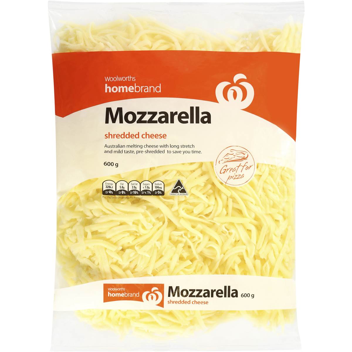 Homebrand Shredded Mozzarella Cheese 600g Woolworths