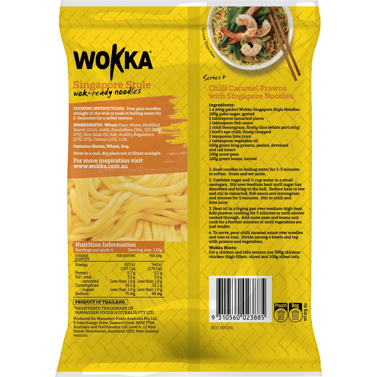 Wokka Noodles Singapore Style Shelf Fresh 440g Woolworths