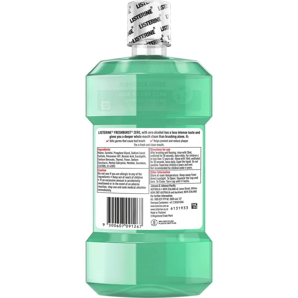 Listerine Freshburst Zero Alcohol Antibacterial Mouthwash 500ml