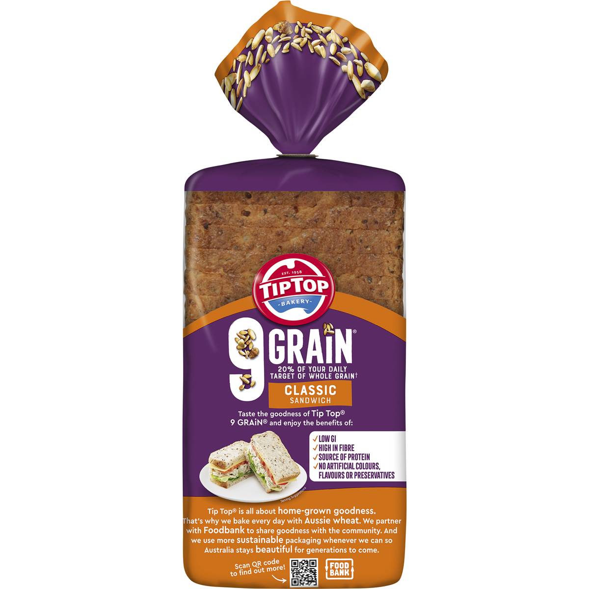 Tip Top Bakery 9 Grain Classic Sandwich Bread 700g Woolworths