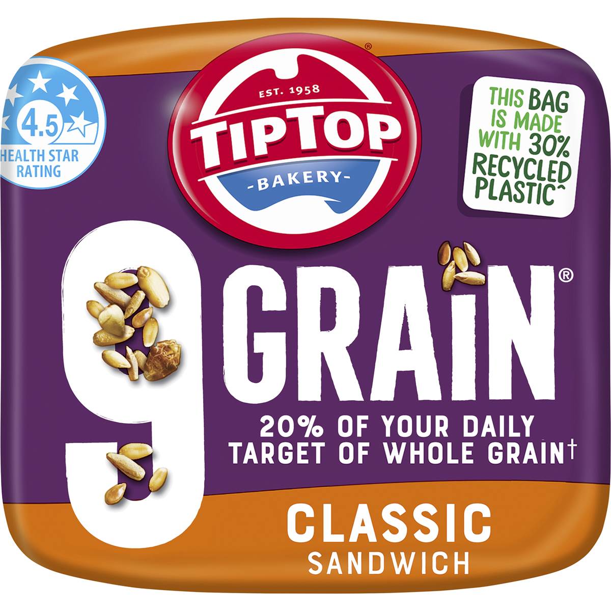Tip Top Bakery 9 Grain Classic Sandwich Bread 700g Woolworths