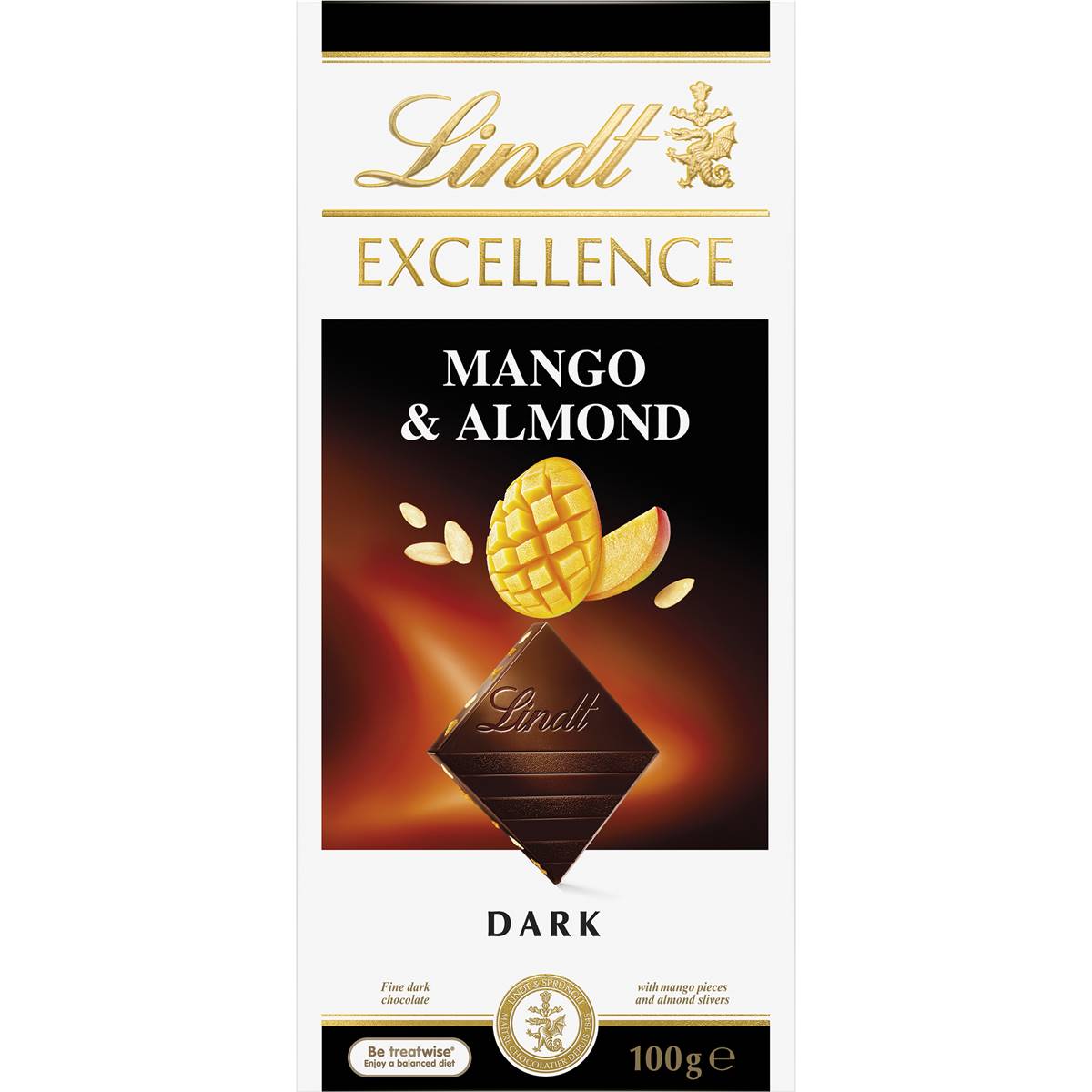Lindt Excellence Mango & Almond Dark Chocolate Block