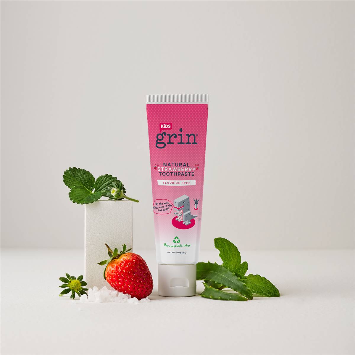 Grin Kids Natural Strawberry Toothpaste Gel With Fluoride 45g Woolworths