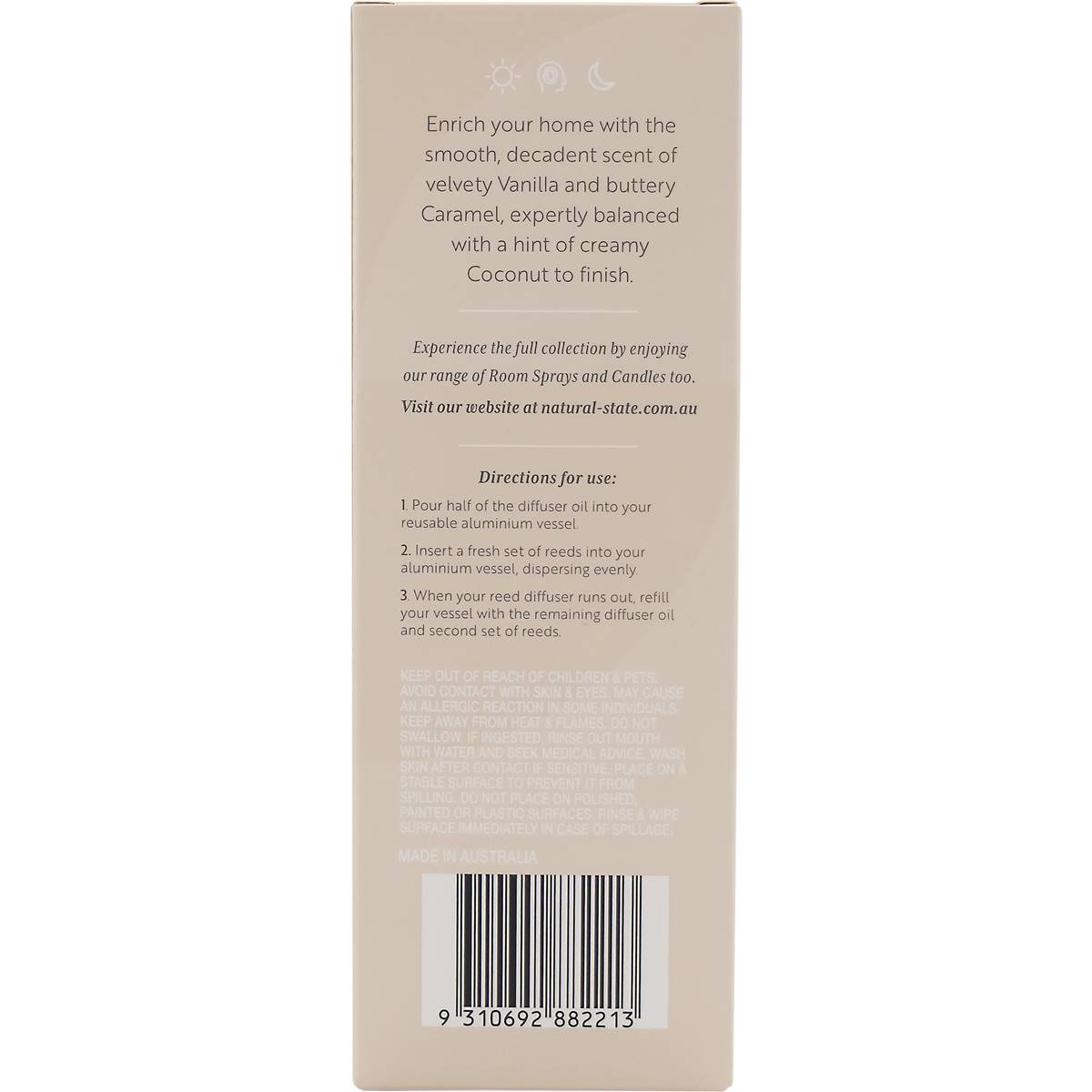 Natural State Reed Diffuser Refill Kit Vanilla Caramel 100ml Woolworths