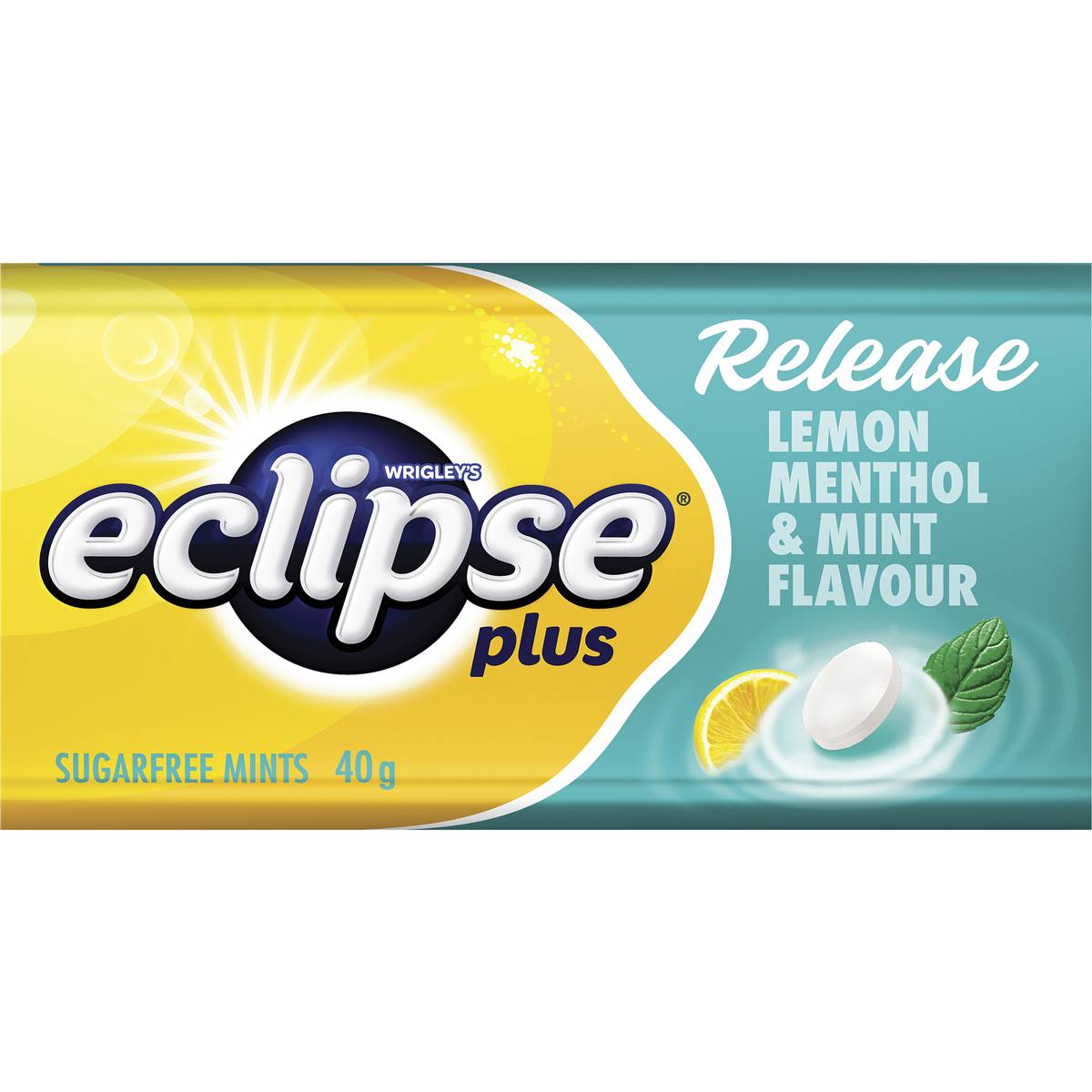 Eclipse Plus Lemon Menthol & Mint Sugar Free Mints Tin 40g Woolworths
