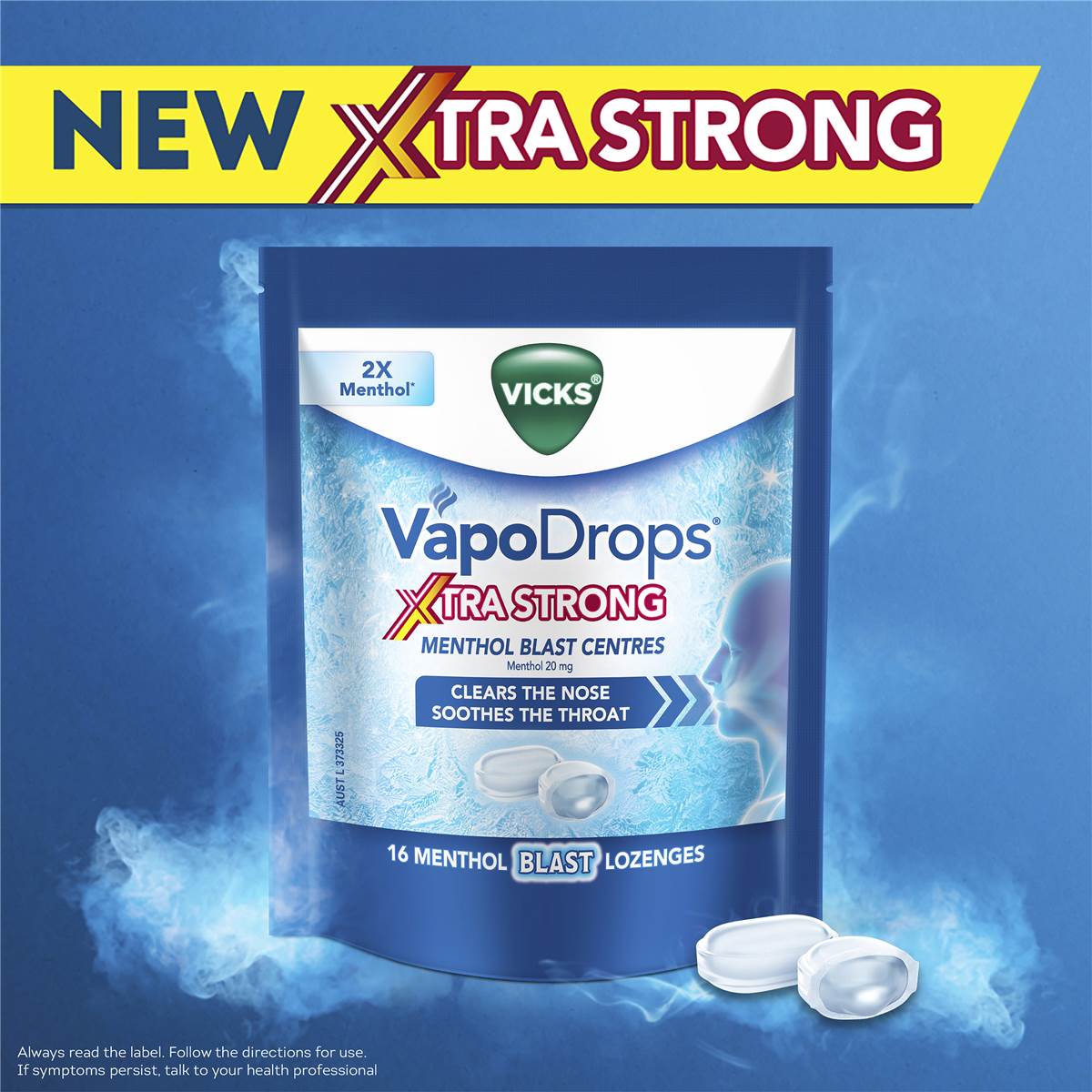 Vicks Vapodrops Xtra Strong Menthol Blast 16 Pack Woolworths