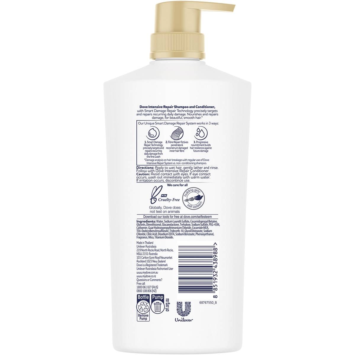 Dove Intensive Repair Shampoo With Smart Target Technology 820ml
