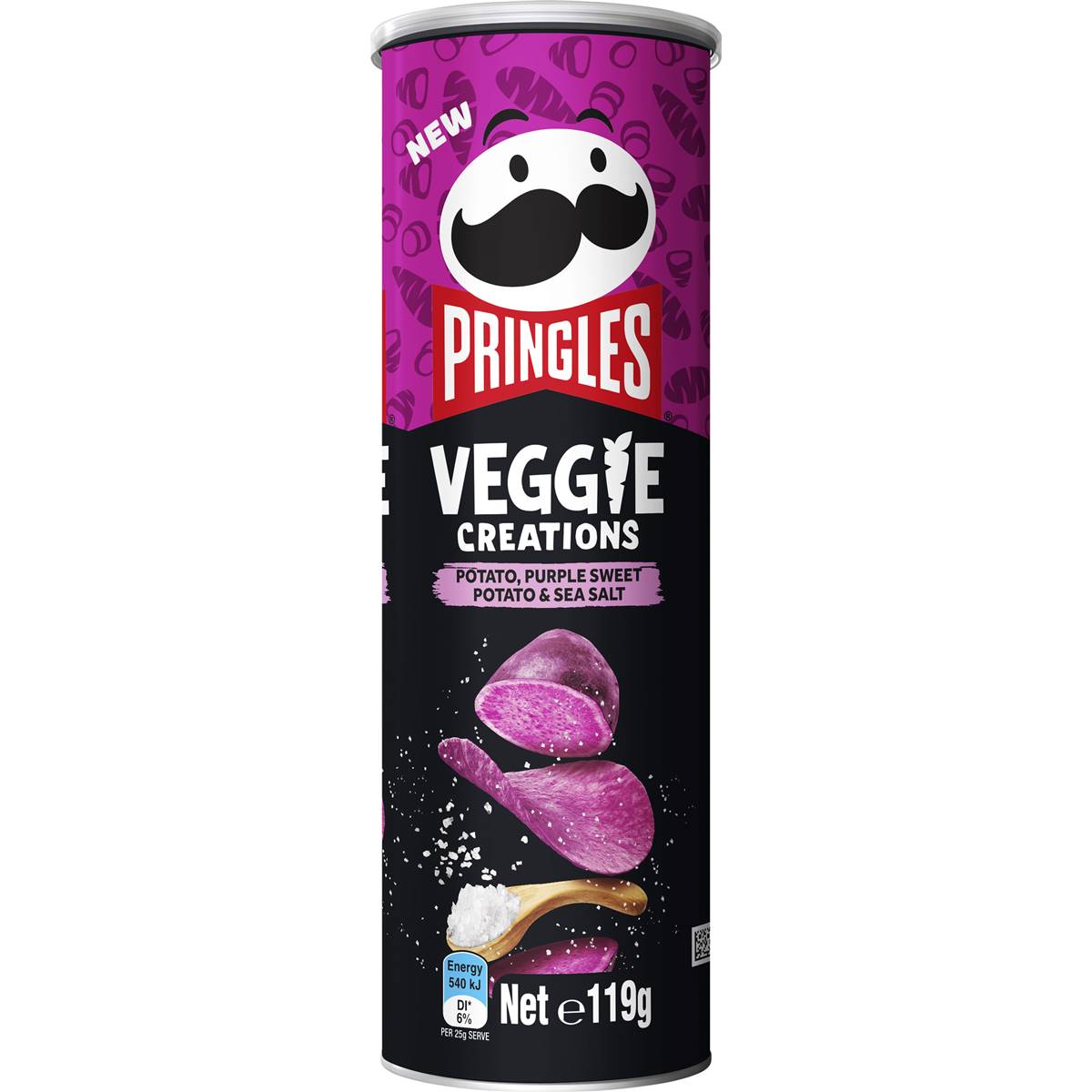 Pringles Veggie Creations Potato, Purple Sweet Potato & Sea Salt 119g ...