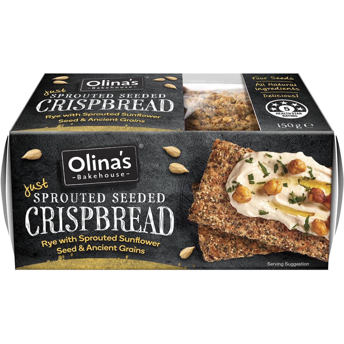 Olina's Bakehouse Just Sprouted Seeded Crispbread Rye 150g Woolworths