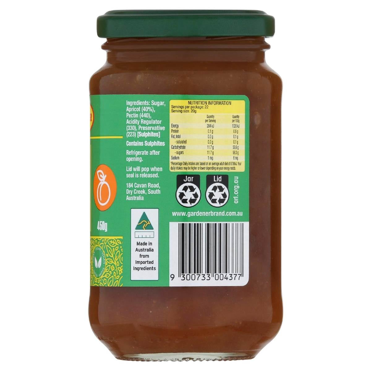 Gardener Apricot Jam 450g Woolworths