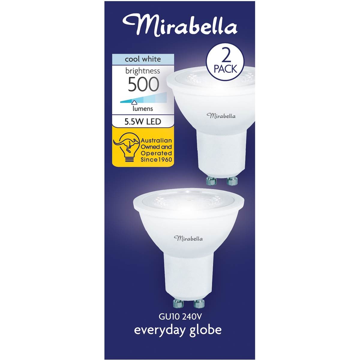 Mirabella Led Gu10 5.5w 500lm Cool White Light Globe 2 Pack Woolworths
