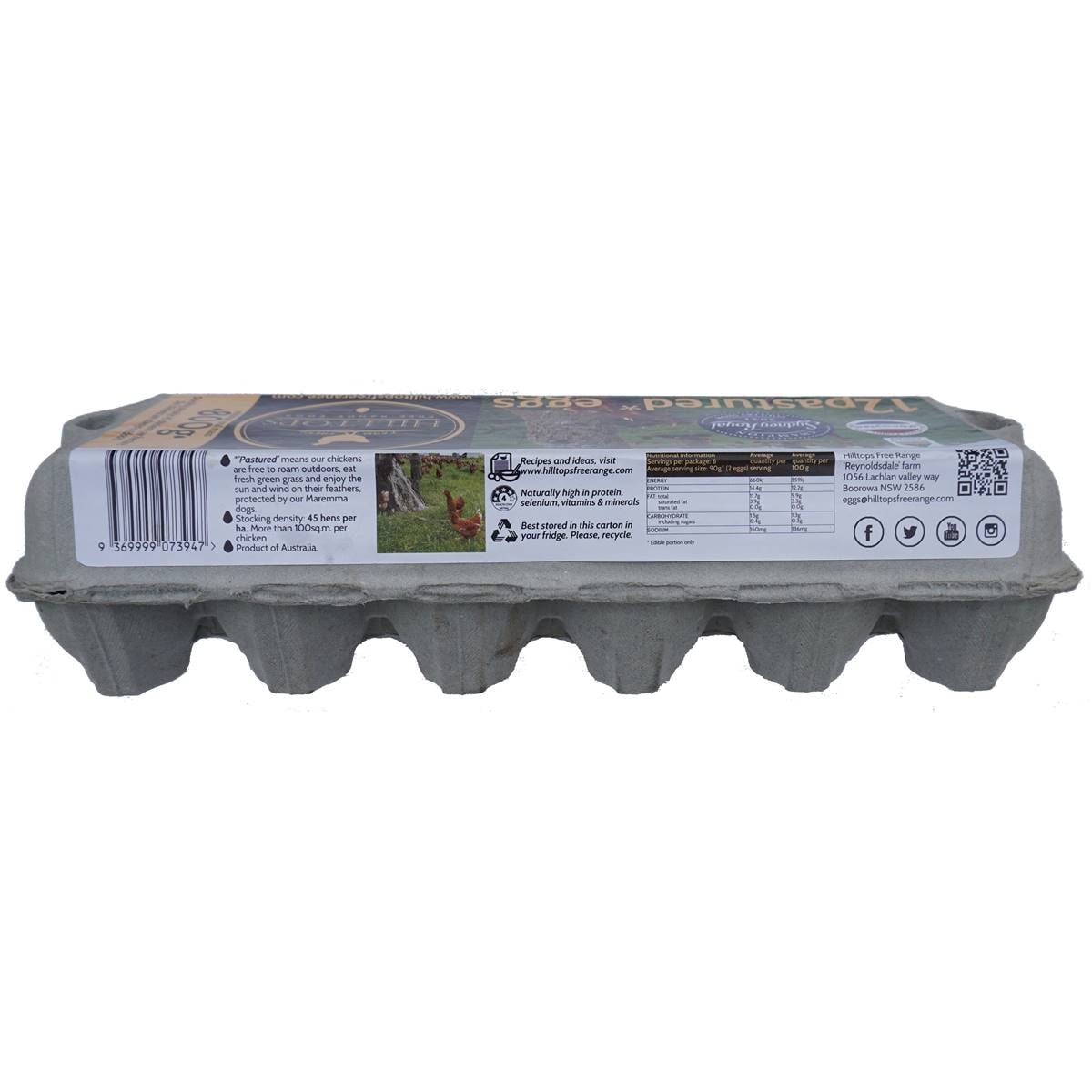 Hilltops Pasture Raised 12 Jumbo Free Range Eggs 800g Woolworths