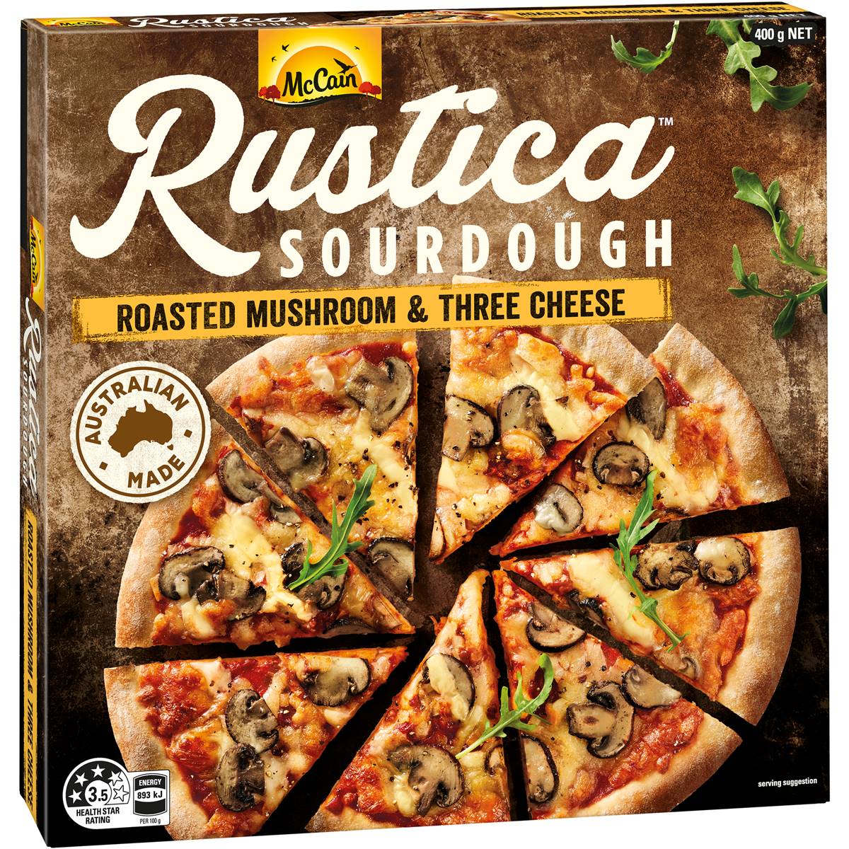 Mccain Rustica Sourdough Pizza Roasted Mushroom & 3 Cheeses 400g Woolworths