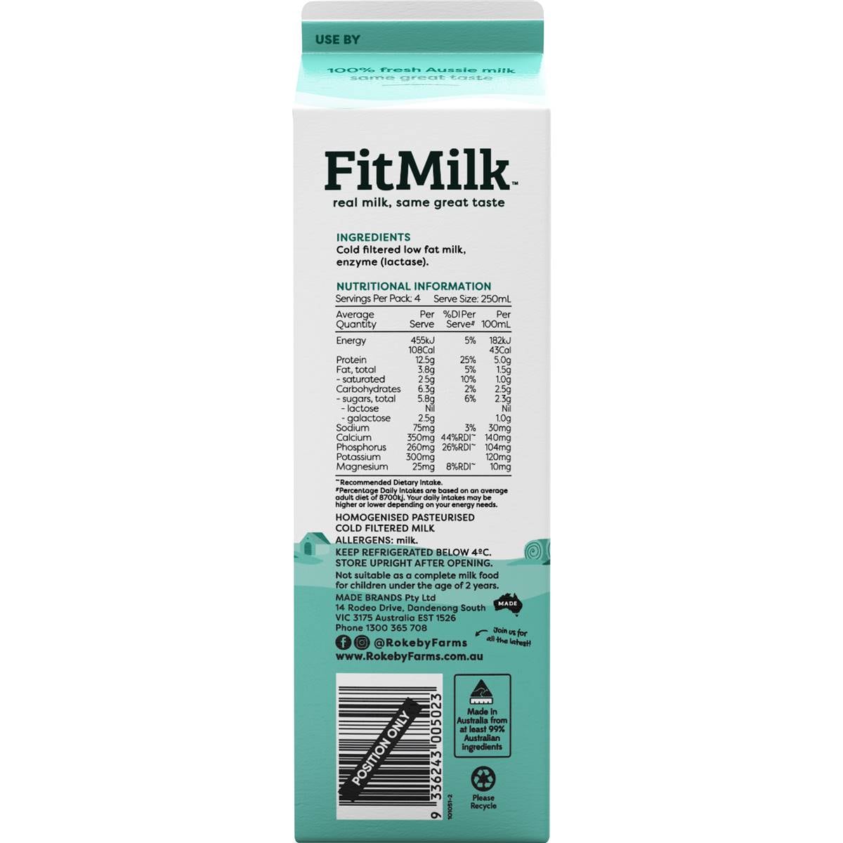 Rokeby Fitmilk Light 1l Woolworths