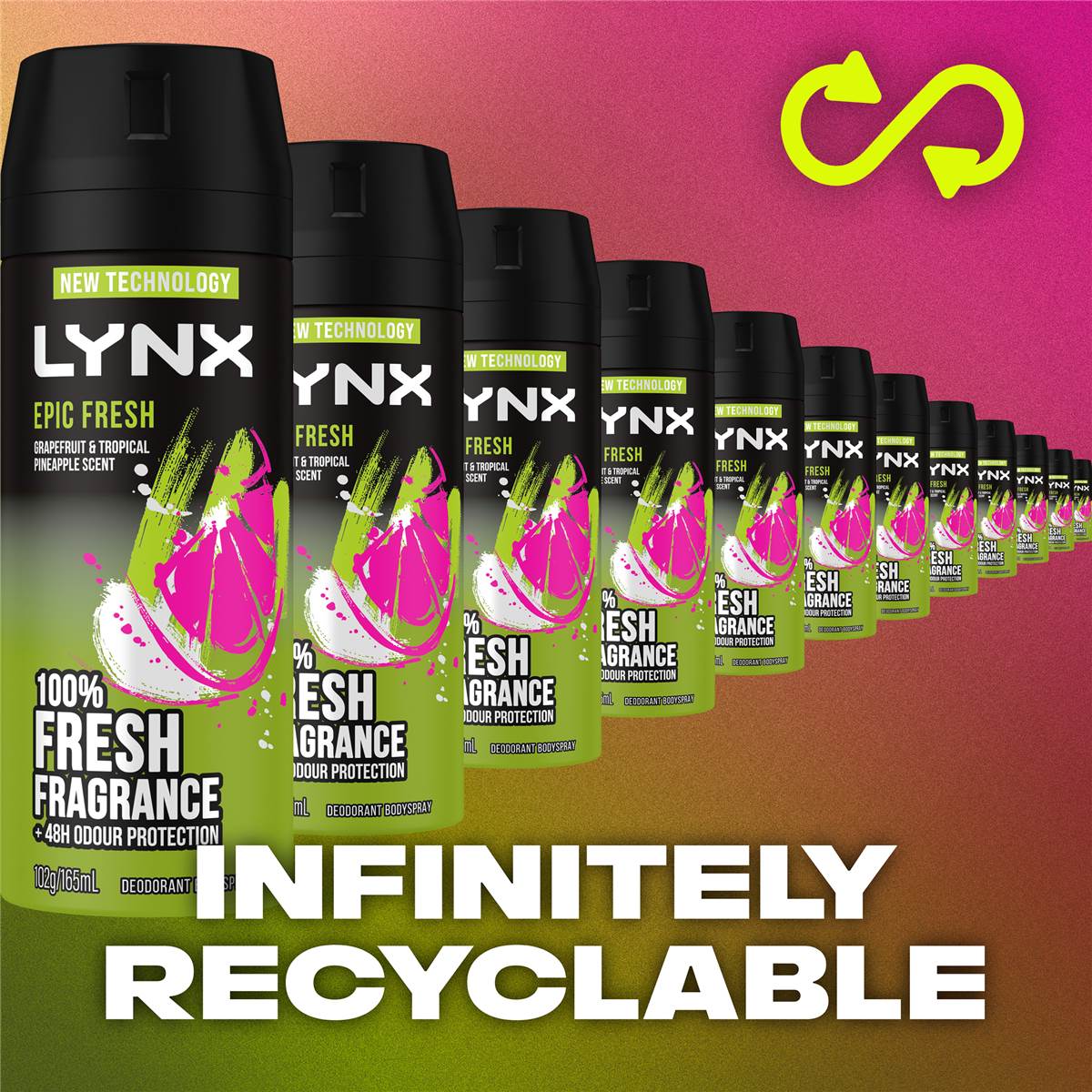 Lynx Deodorant Body Spray Epic Fresh 48h 165ml Woolworths