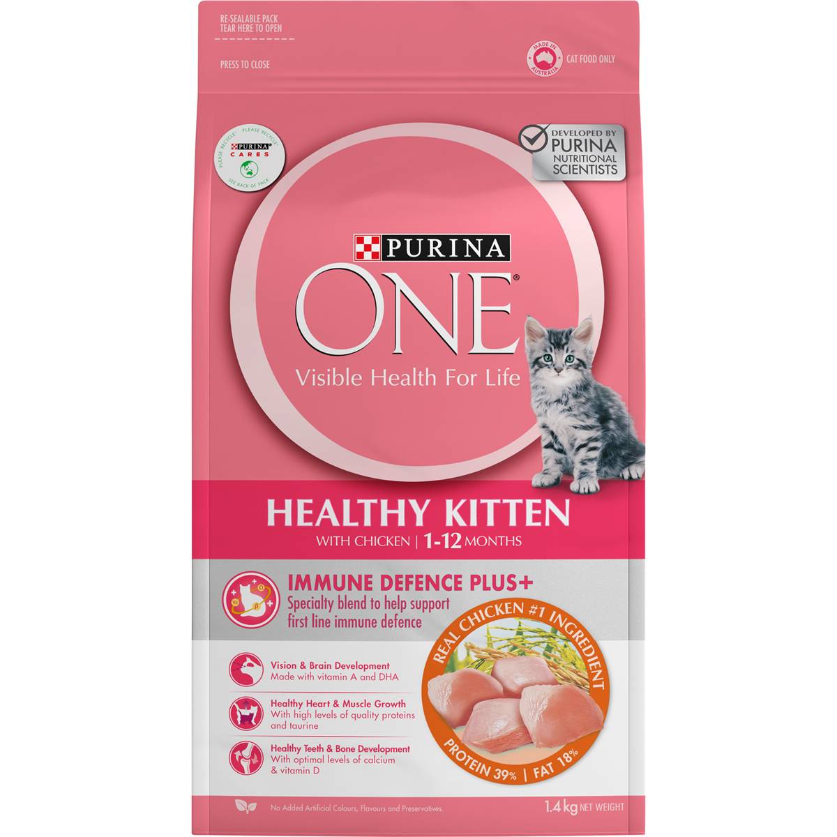 Purina One Healthy Kitten With Chicken 1-12 Mnth Dry Cat Food 1.4kg 