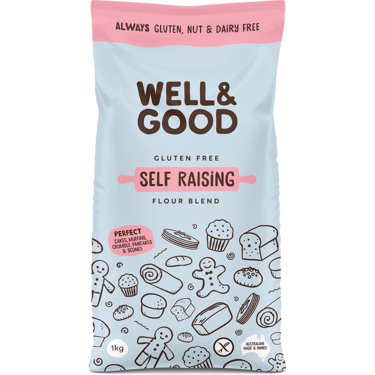 Well & Good Gluten Free Self Raising Flour Blend 1kg Woolworths