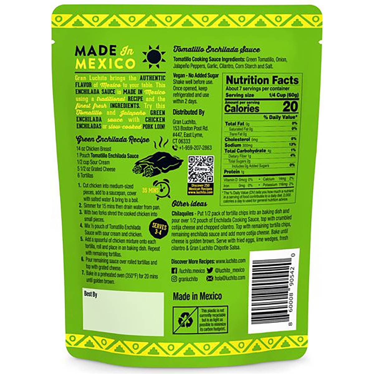 Gran Luchito Tomatillo Enchilada Sauce With Coriander & Jalapeno 400g