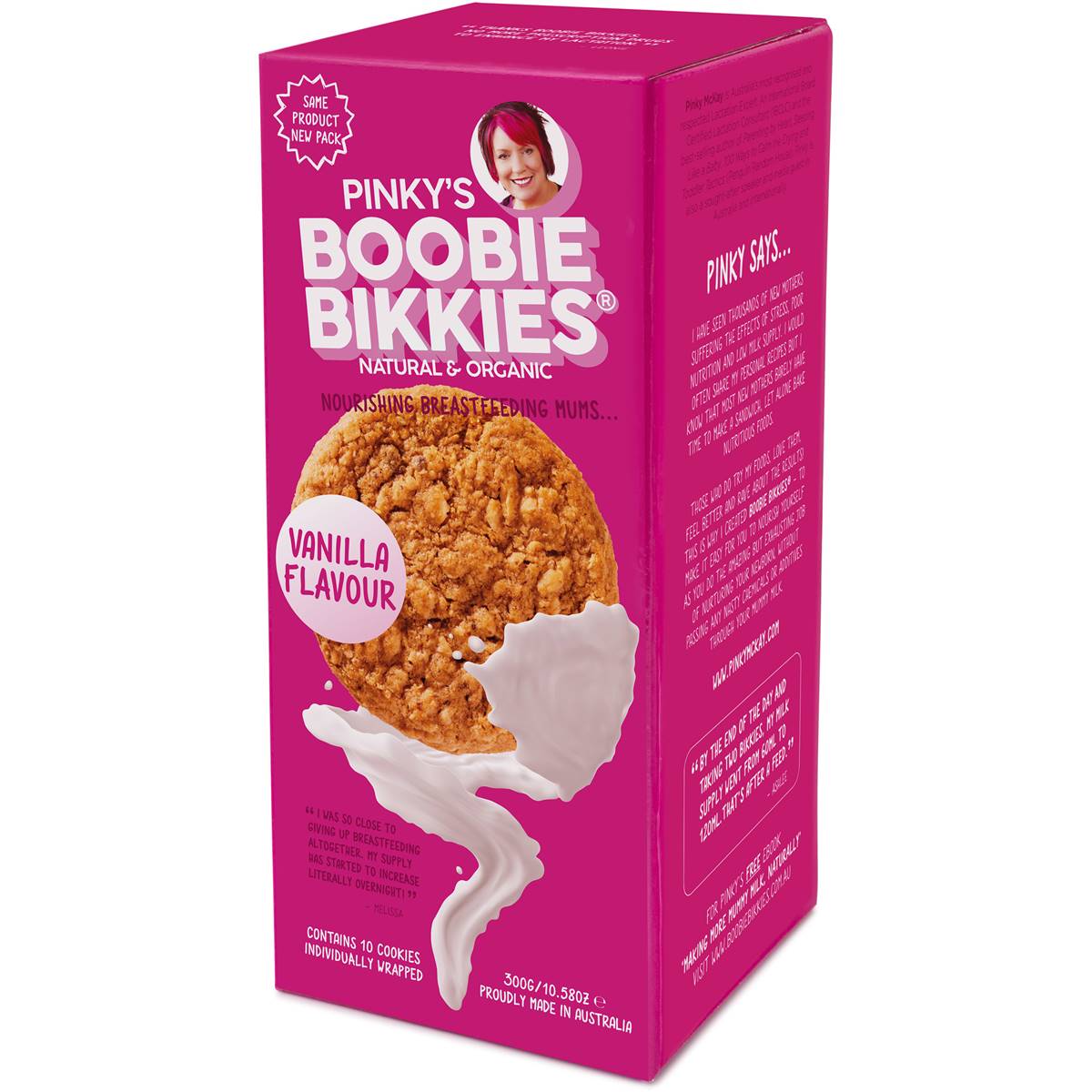 Boobie Brands Pinky's Boobie Bikkies Vanilla Flavour 10 Pack