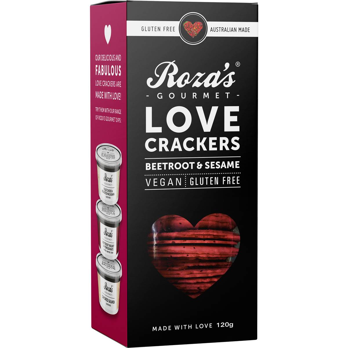 Roza's Roza's Gourmet Love Crackers Beetroot & Sesame 120g Woolworths