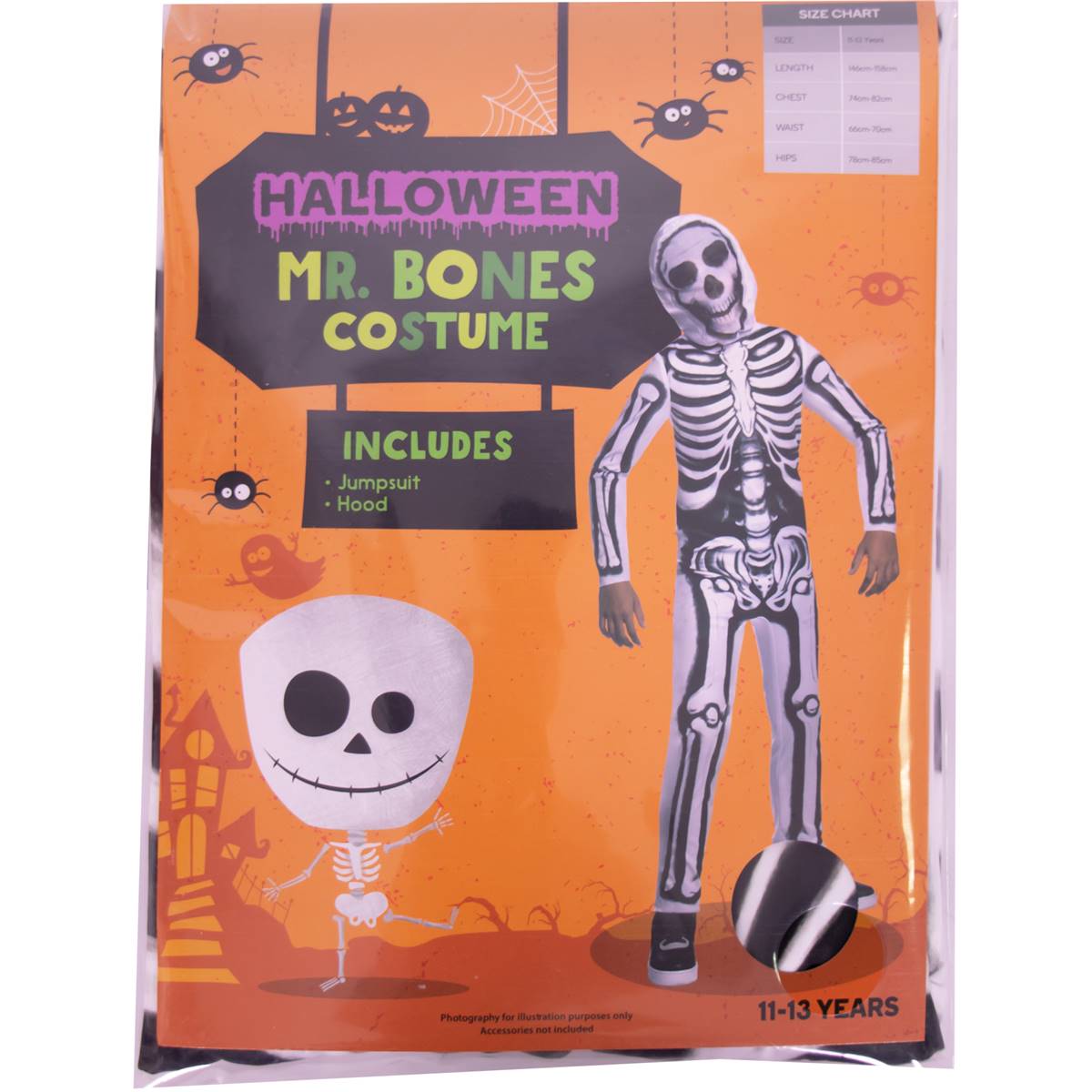 Halloween Costume Skeleton 11 13 Years Each Woolworths