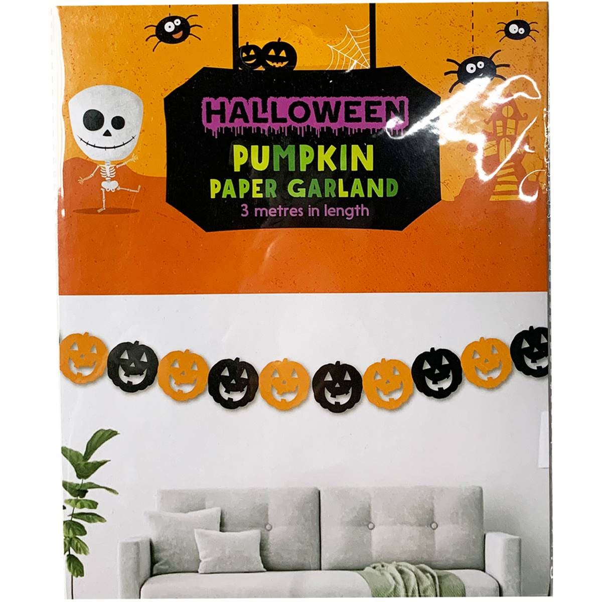 Halloween Paper Garland Pumpkin Each Woolworths