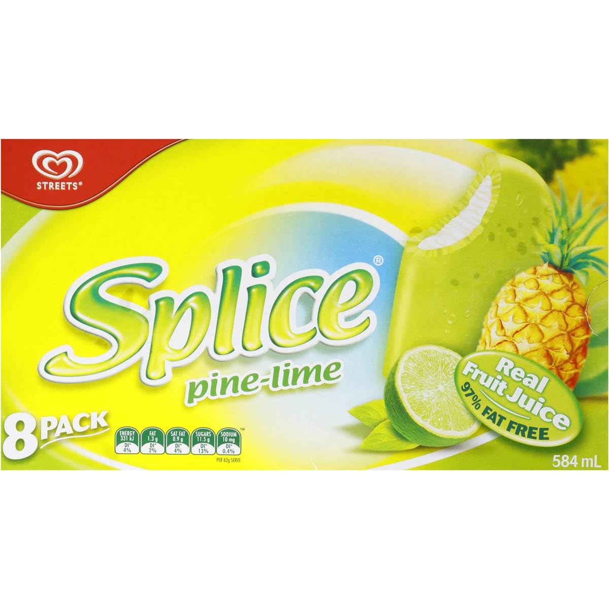 splice fruit ice pine lime 8pk 605ml woolworths