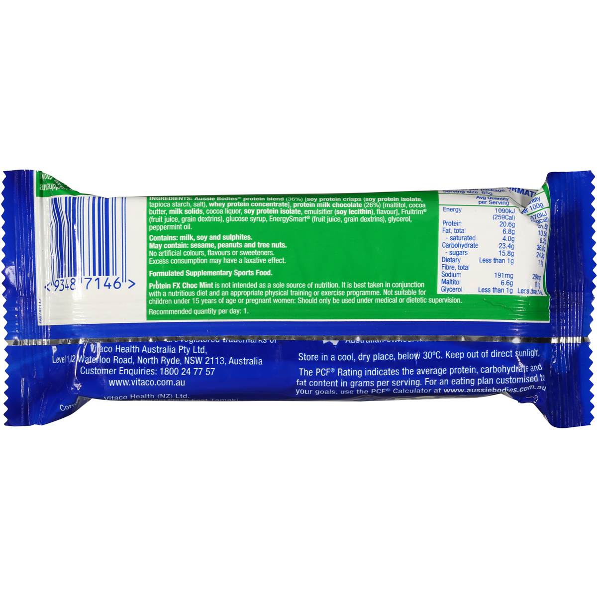 Aussie Bodies Protein Fx Bar Chocolate Mint Crisp 65g Woolworths