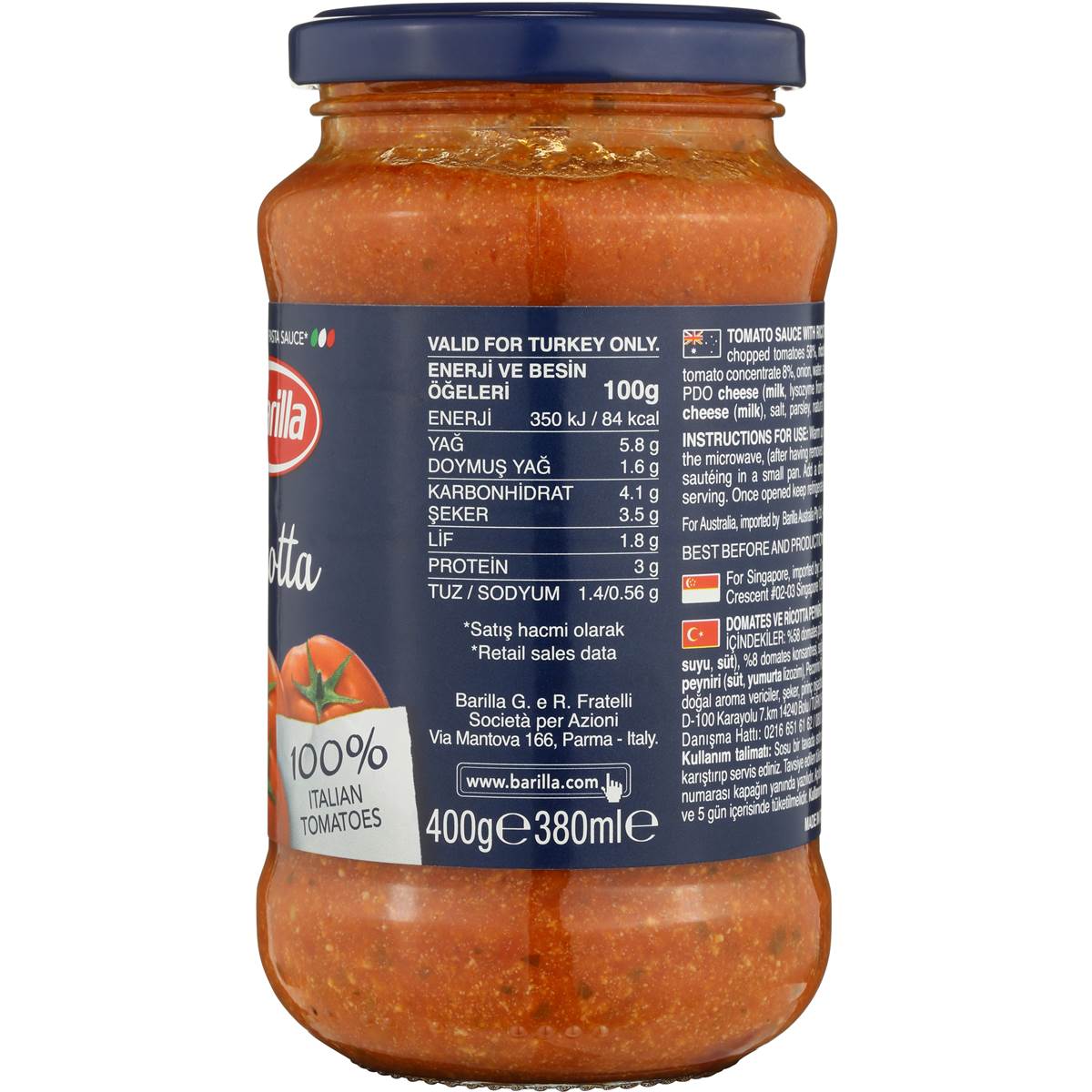 Barilla Pasta Sauce Pomodoro And Ricotta 400g Woolworths