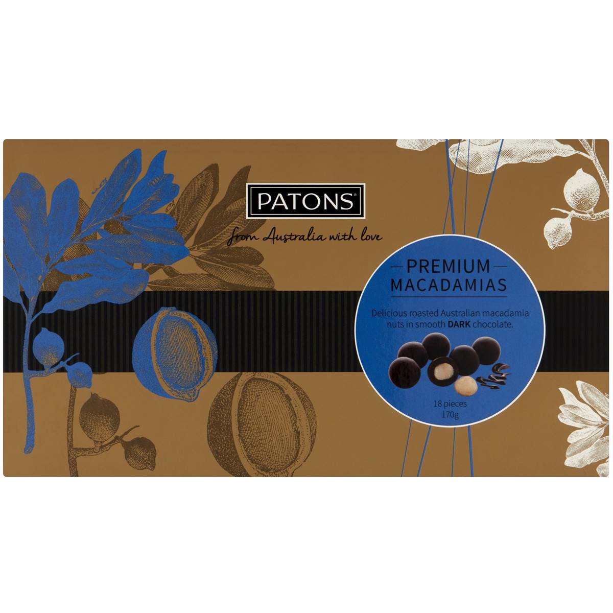 Paton's Premium Macadamias Dark Chocolate Tray 170g Woolworths