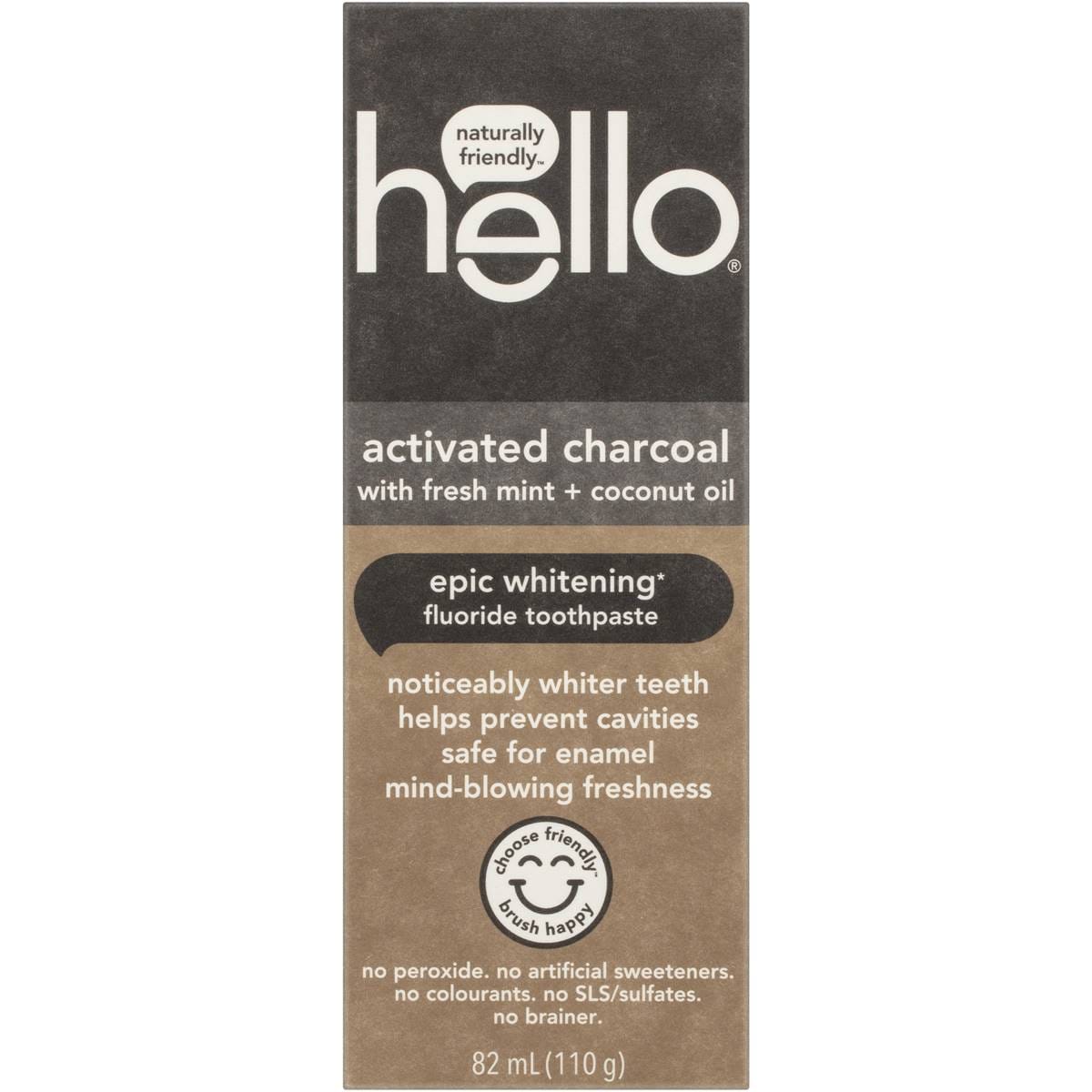 Hello Whitening Toothpaste Activated Charcoal 110g Woolworths