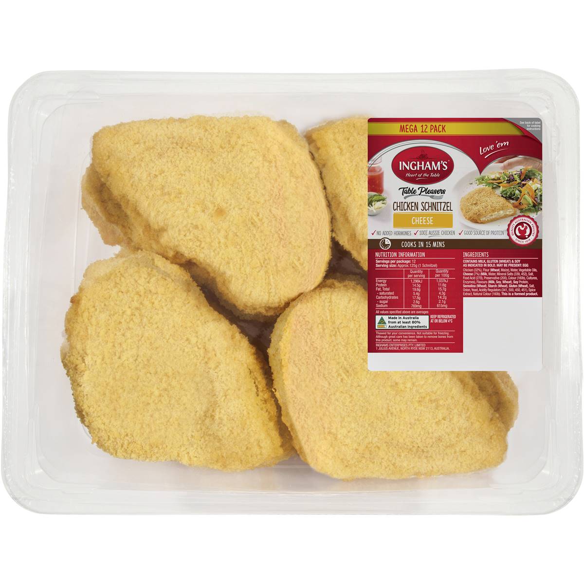 Ingham's Quick Cook Crumbed Chicken & Cheese Schnitzel 1.5kg Woolworths