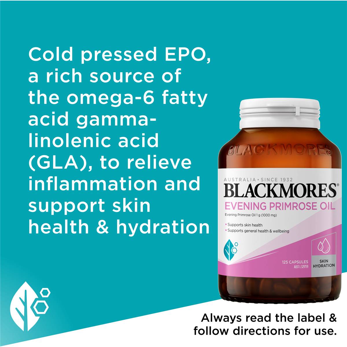 Blackmores Evening Primrose Oil Skin Health Vitamin Capsules 125 Pack