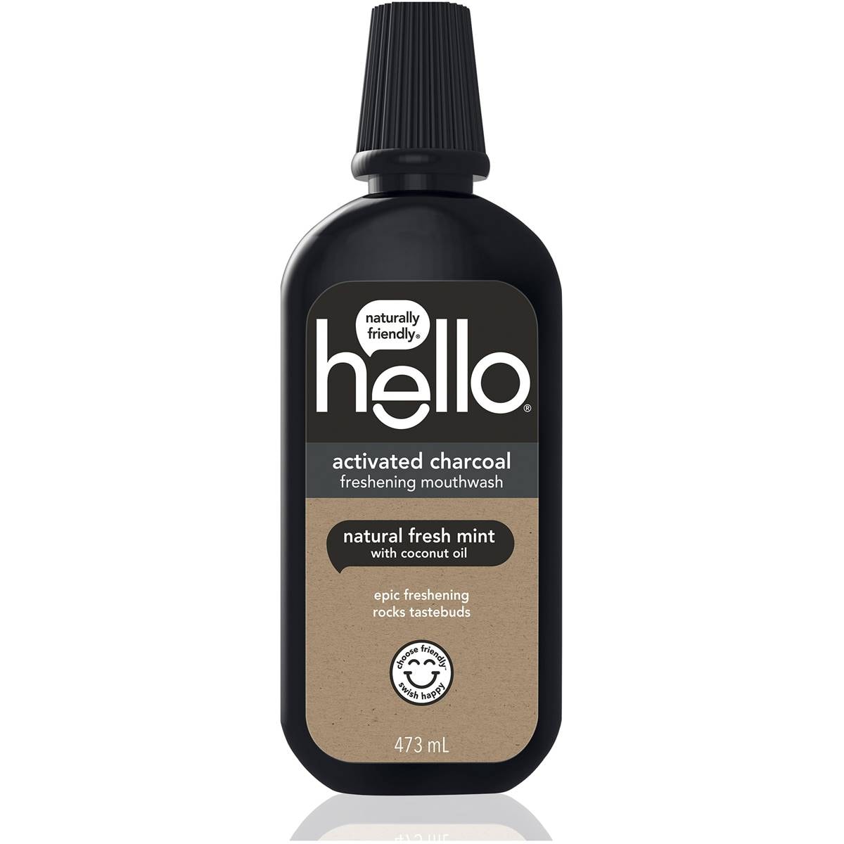 Hello Activated Charcoal Mouthwash Natural Fresh Mint 473ml Woolworths