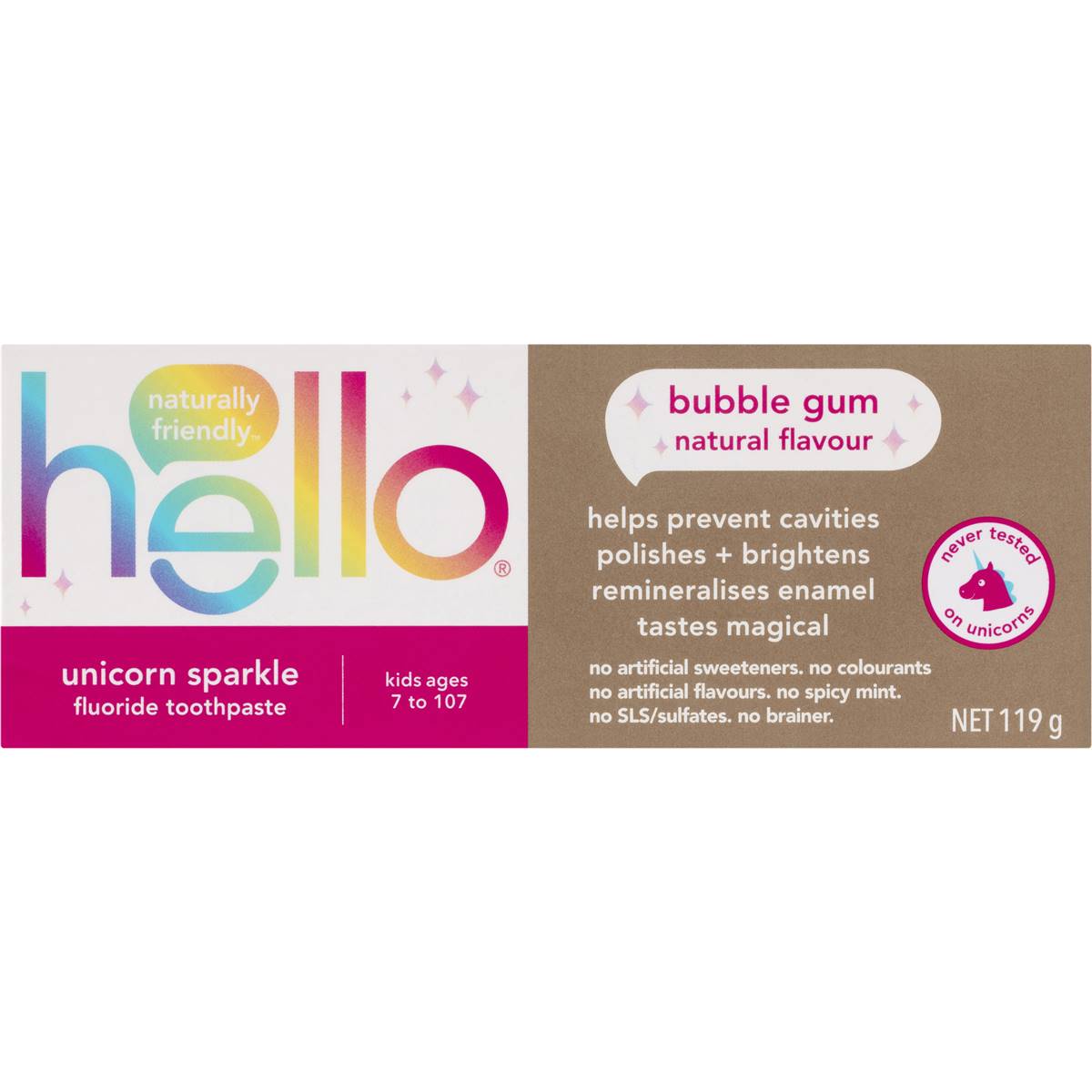 Hello Kids Toothpaste Unicorn Bubble Gum 119g | Woolworths