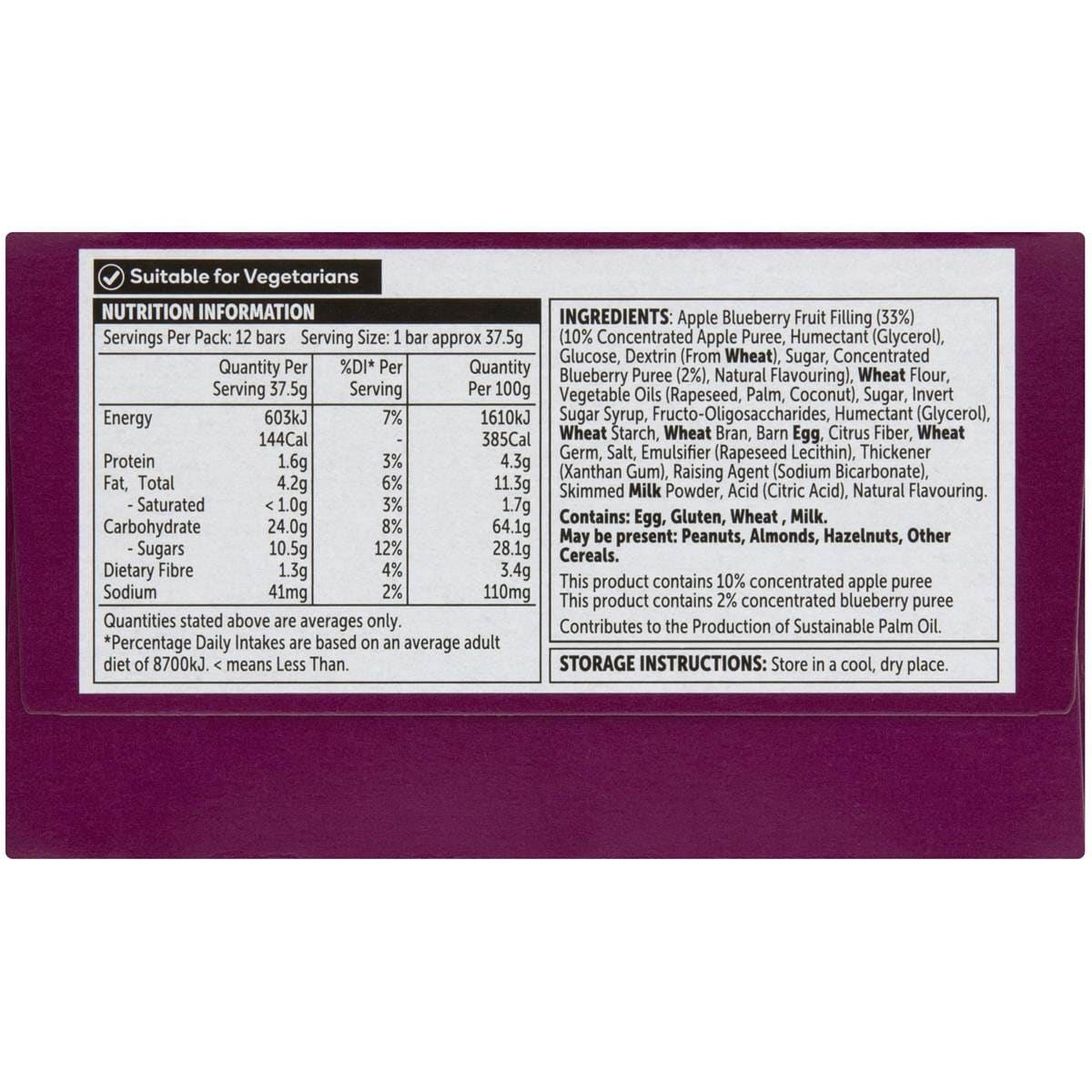 Woolworths Blueberry Oven Baked Fruit Bars 12 Pack Woolworths