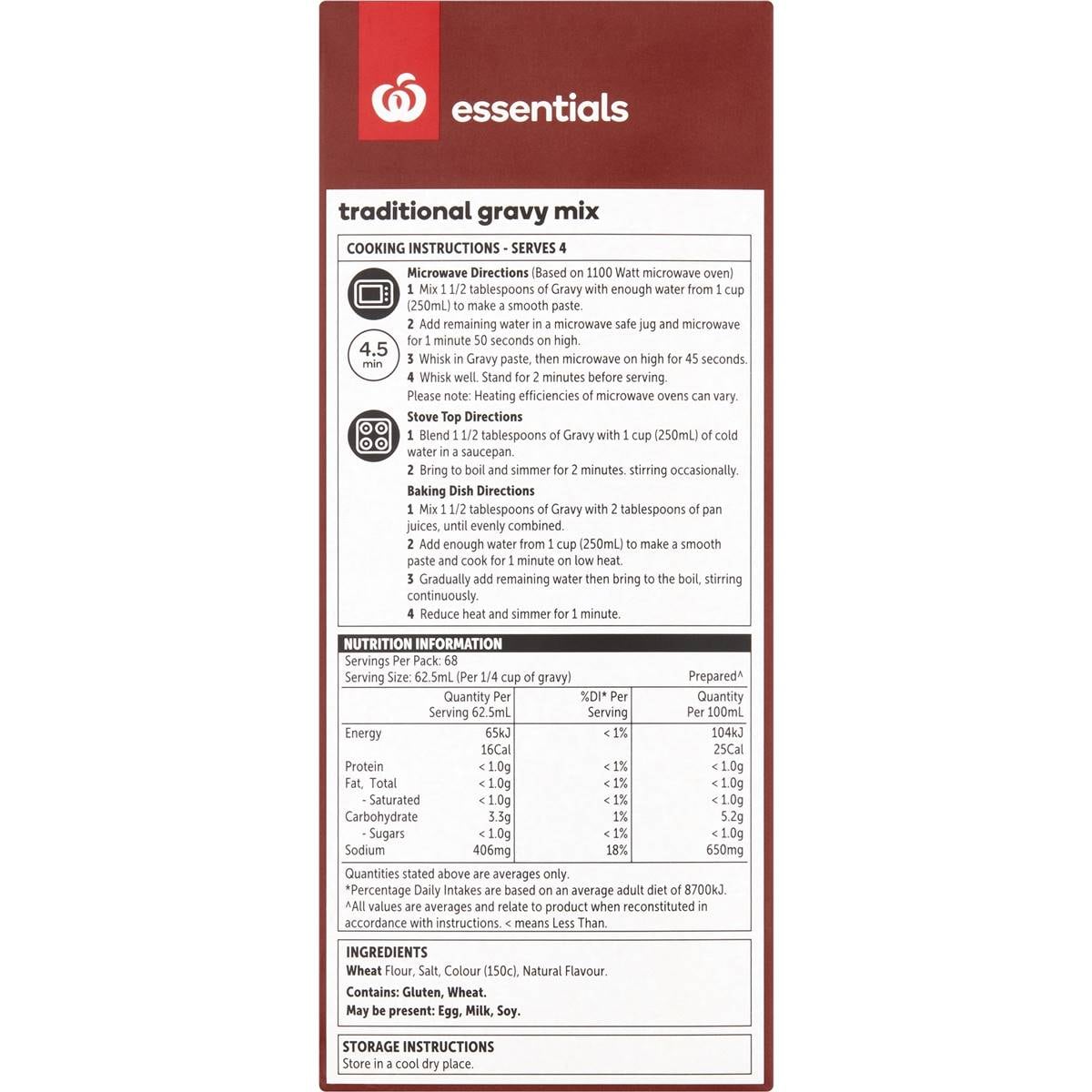 Essentials Traditional Gravy Mix 425g Woolworths