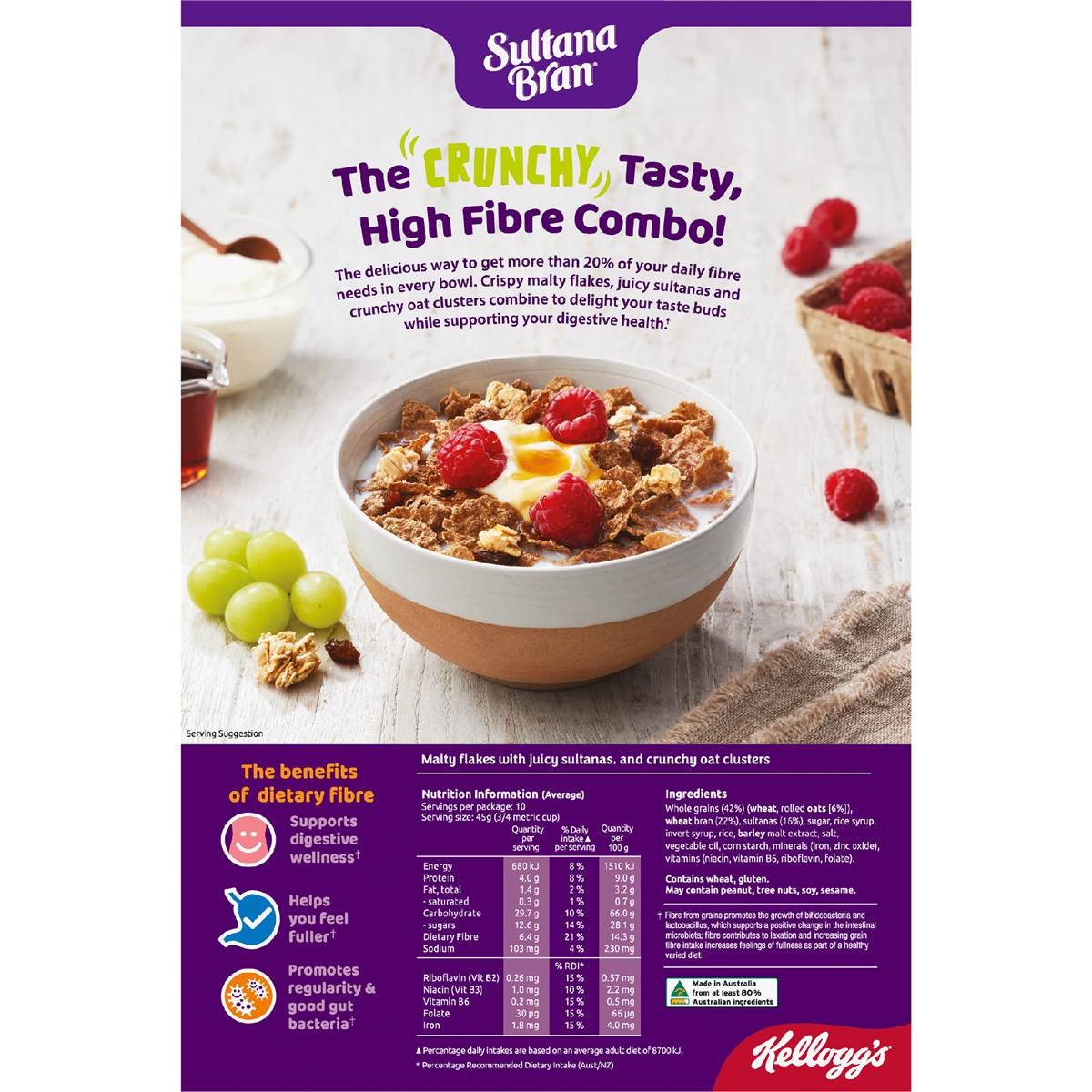 Kellogg's Sultana Bran Oat Cluster Breakfast Cereal 480g Woolworths
